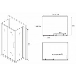 Душевой уголок ABBER Schwarzer Diamant 130x100см AG30130BH-S100B-S100B