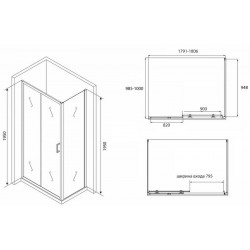 Душевой уголок ABBER Schwarzer Diamant 180x100см AG30180B-S100B
