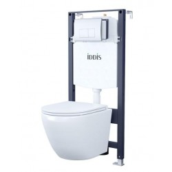 Комплект 3в1 IDDIS Basic BASBQ01i73 подвесной унитаз с инсталляцией и хромированной клавишей смыва