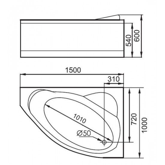 Акриловая ванна Gemy G9009 B R 150x100x60