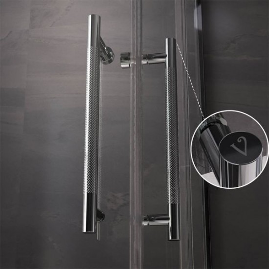 1/2 Душевого уголка Veconi Premium Trento PTC-20B, 1100*2000мм, черный матовый, стекло прозрачное