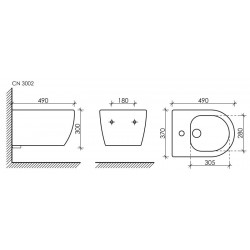 Биде подвесное Ceramica Nova Play CN3002 белый