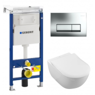 Инсталляция Geberit с безободковым унитазом Villeroy&Boch Subway 2.0 5614R201, сиденье микролифт, комплект 357238 Артикул 458.125.21.1/5614R201