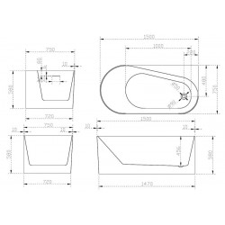 Акриловая ванна ABBER 150x75см правая AB9496-1.5 R