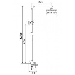 Душевая стойка Rose R2836H чёрный матовый