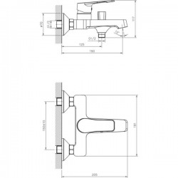 Смеситель для ванны Decoroom с ручным душем хром DR23036