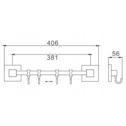 Планка с крючками для полотенец Haiba HB8615-4 хром