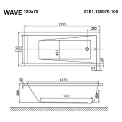 Акриловая ванна Whitecross Wave 0101.130070.100 130x70см белый глянец