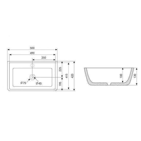 Раковина ABBER Rechteck AC2203MSB 50см синий матовый
