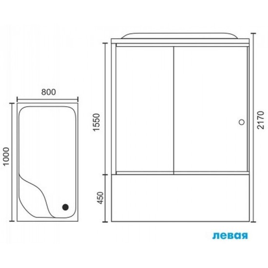 Душевая кабина Royal Bath BP левая стекло белое/матовое 100x80см RB8100BP6-WC-L
