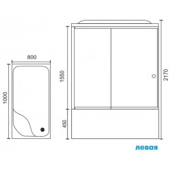 Душевая кабина Royal Bath BP левая стекло чёрное/прозрачное 100x80см RB8100BP3-BT-L