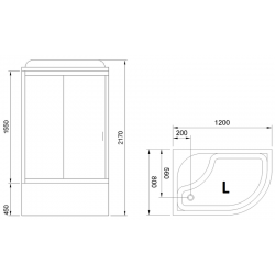 Душевая кабина Royal Bath BK левая стекло прозрачное 120x80см RB8120BK1-T-CH-L
