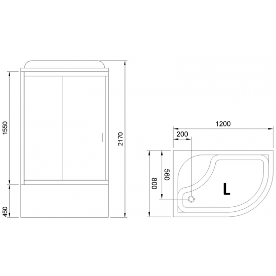 Душевая кабина Royal Bath BK левая стекло белое/матовое 120x80см RB8120BK5-WC-L
