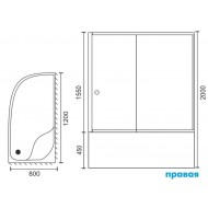 Душевой уголок Royal Bath BK 120x80см правый чёрный RB8120BK-C-BL-R