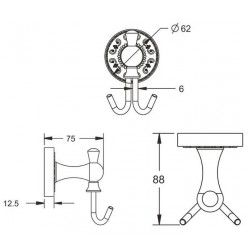 Крючок для ванной комнаты двойной Rose RG1021Q бронза