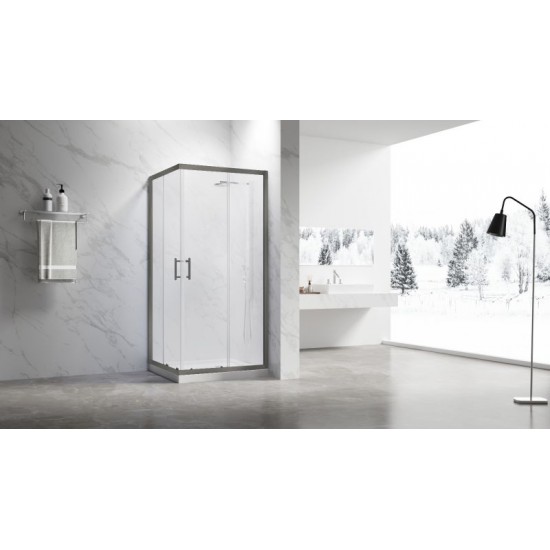 Душевой уголок Veconi Rovigo RV-27GM, 1000x900x1900, оружейная сталь, прозрачное стекло