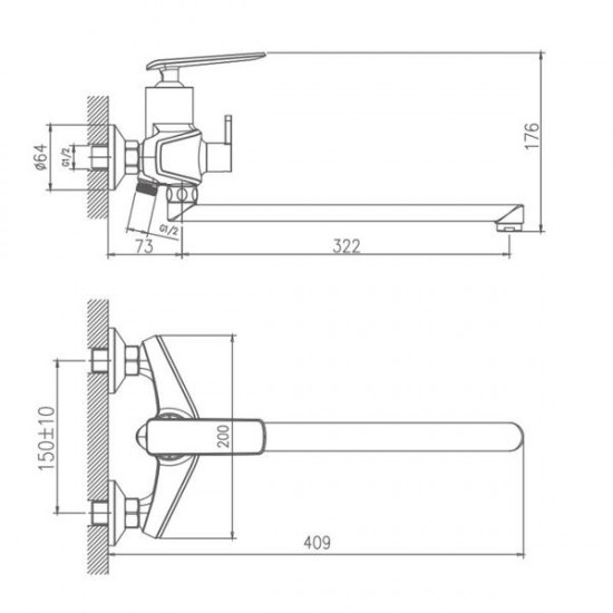 Смеситель для ванны Haiba HB22548-7 чёрный