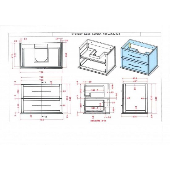 Тумба под раковину Cezares 74x55 Bianco opaco Tiffany 54948