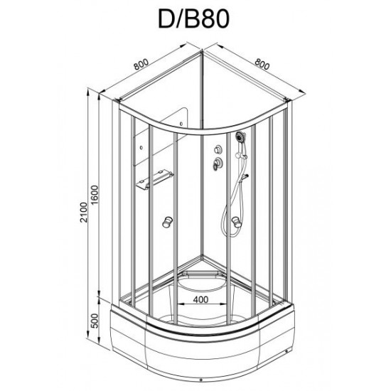 Душевая кабина AvaCan D80 без крыши 80x80 см