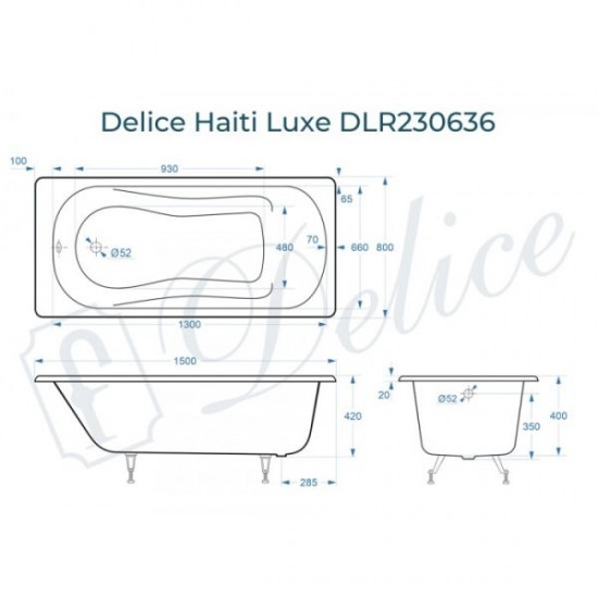 Ванна чугунная Delice Haiti Luxe DLR230636 150х80