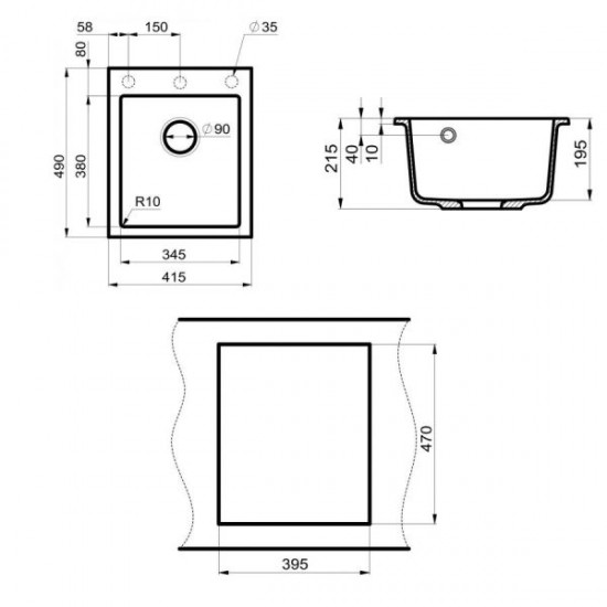 Мойка кухонная Point Динара PN3004B 42 см черный