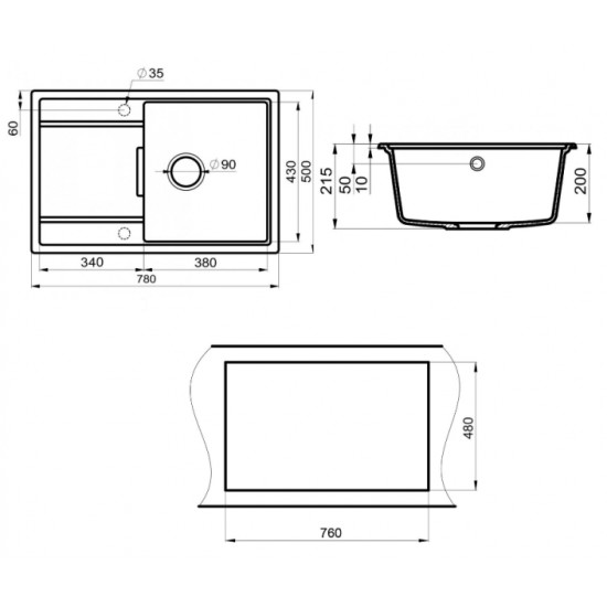 Мойка кухонная Point Лаура PN3005W 78 см белый