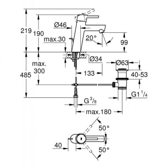 Смеситель для раковины GROHE Concetto 23450001 хром