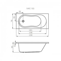 Акриловая ванна Cersanit NIKE 150х70