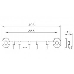 Планка с крючками для полотенец Haiba HB1915-5 хром