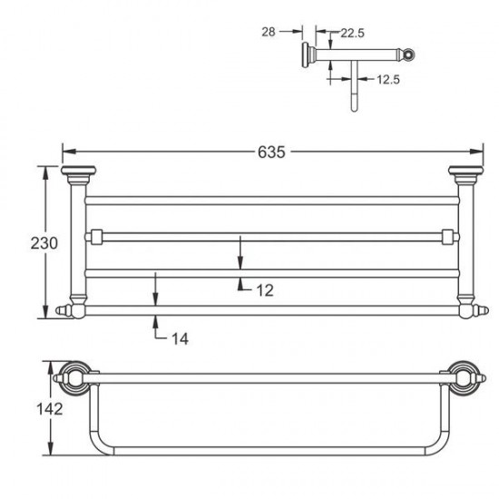 Полка для полотенец Rose RG1108Q 64см бронза