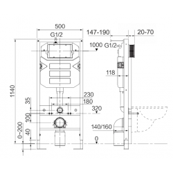 Инсталляция для унитаза Ceramica Nova Envision CN1002B с кнопкой смыва Flat чёрный матовый