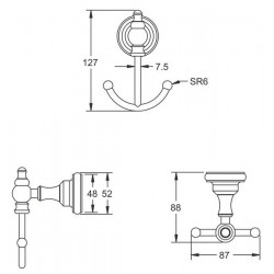 Крючок для ванной комнаты двойной Rose RG1121 хром