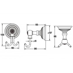 Крючок для ванной комнаты двойной Rose RG1421Q бронза